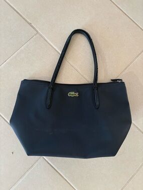 Lacoste L.12.12 Concept Large Zip Tote Bag - Black Piqué - AS IS